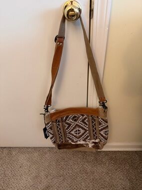 Myra Bag Brown and Tan Patterned Crossbody